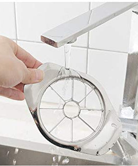 Easy-grip apple slicer with sharp stainless steel blades