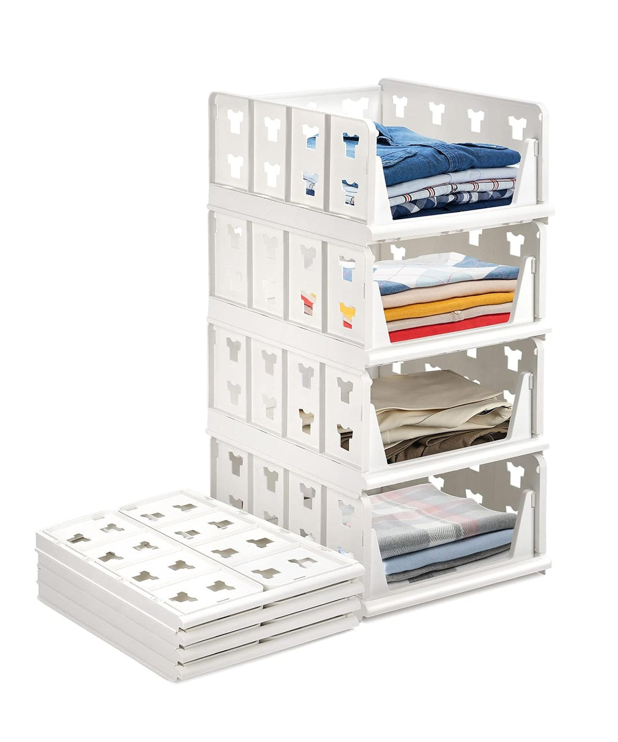 4-layer stackable storage cart, foldable for various needs