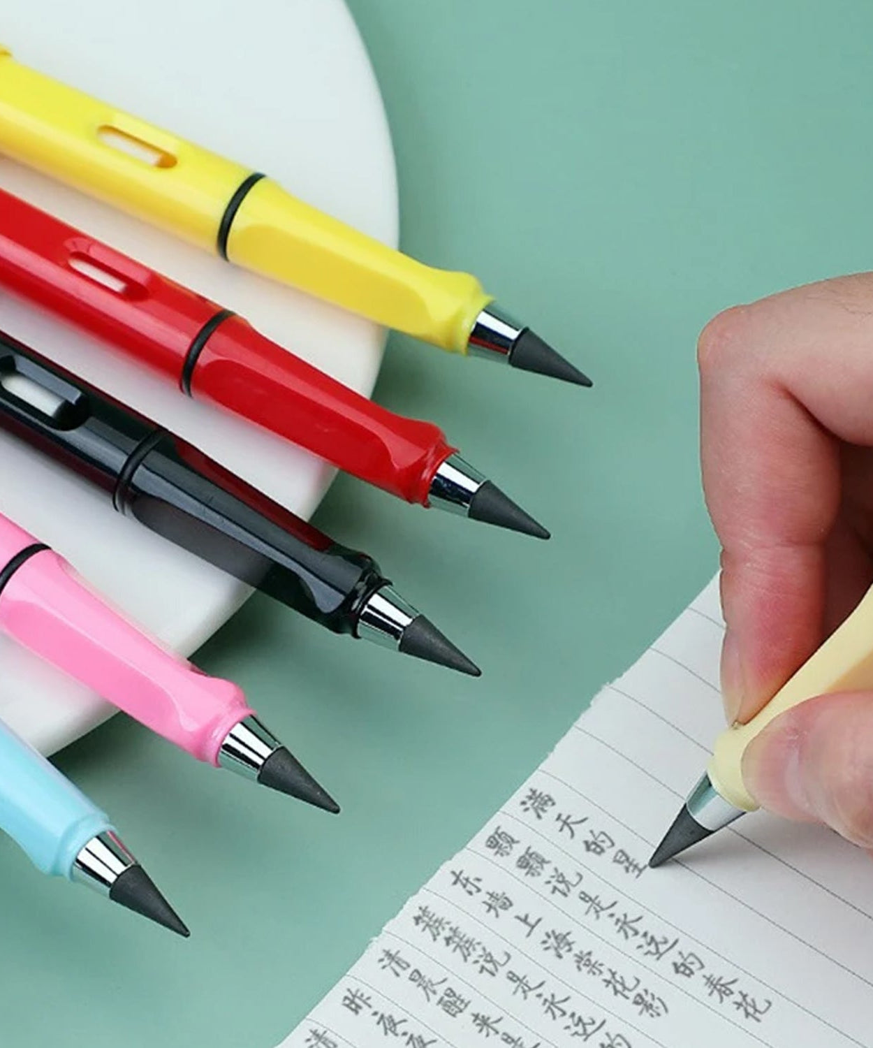 2-in-1 Everlasting Magic Pencil with Replaceable Eraser – Inkless, Reusable, Portable (1 Pc / Mix Color)