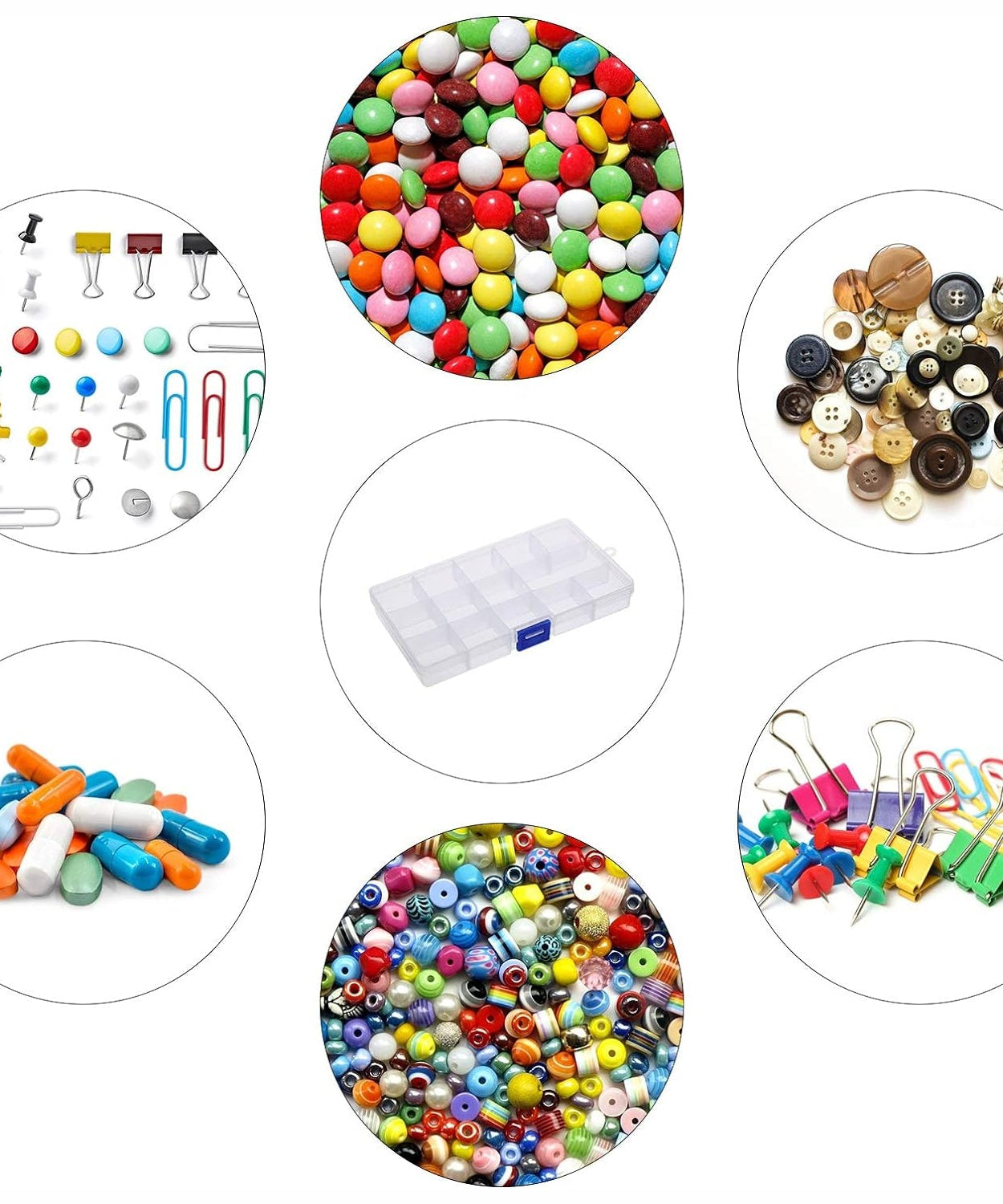 15-Grid Clear Plastic Jewelry Organizer Box with Dividers (1 Pc)