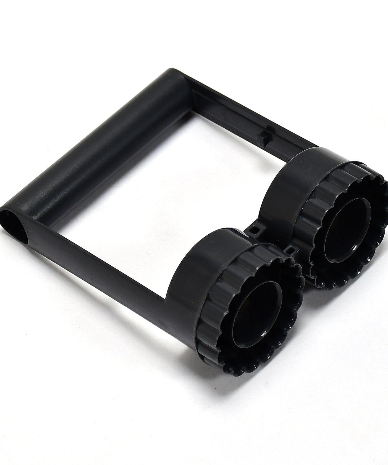 Scalloped edge cookie cutter with plastic handle, detailed view