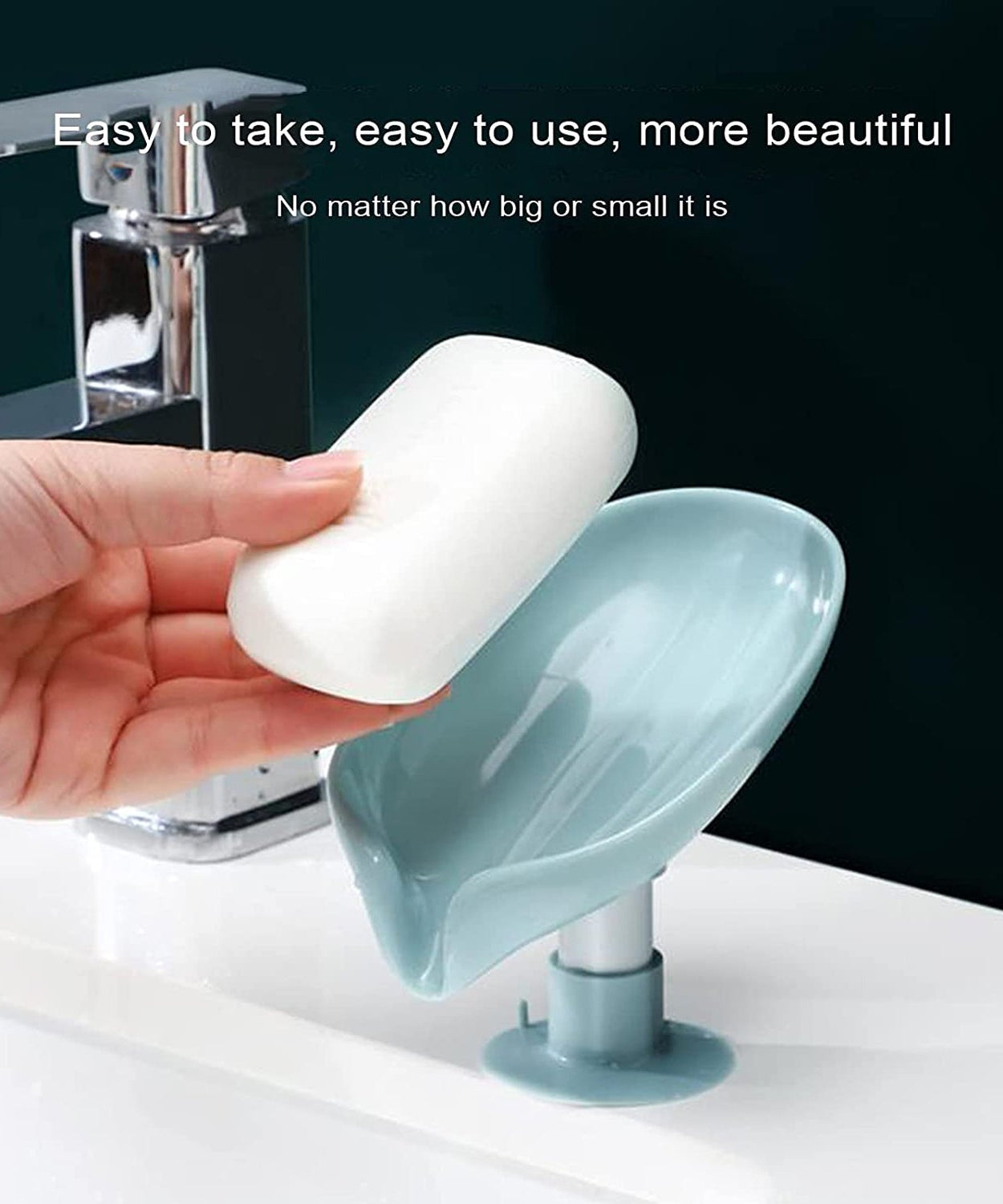 Leaf-shaped soap dish with drainage, ideal for kitchen or bathroom.