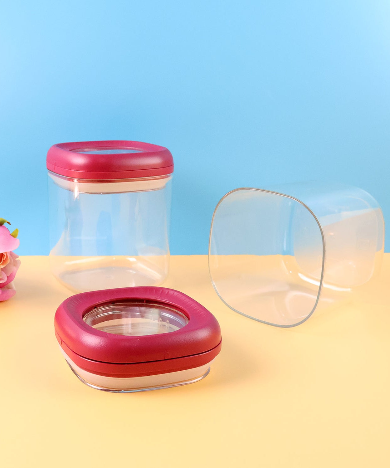 Supermom Transparent Twist Lock Kitchen Storage Container Set (Approx 800ML & 2Pc)