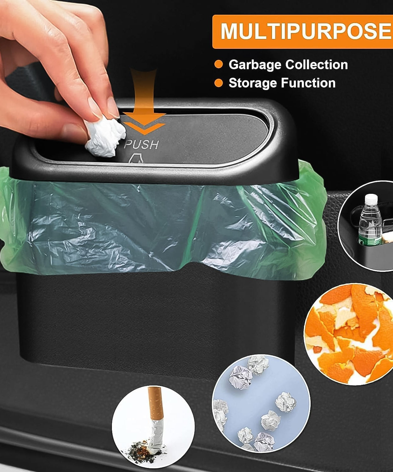 Plastic Mini Car Trash Can / Bin with Lid (1 Pc / With Brown Box)