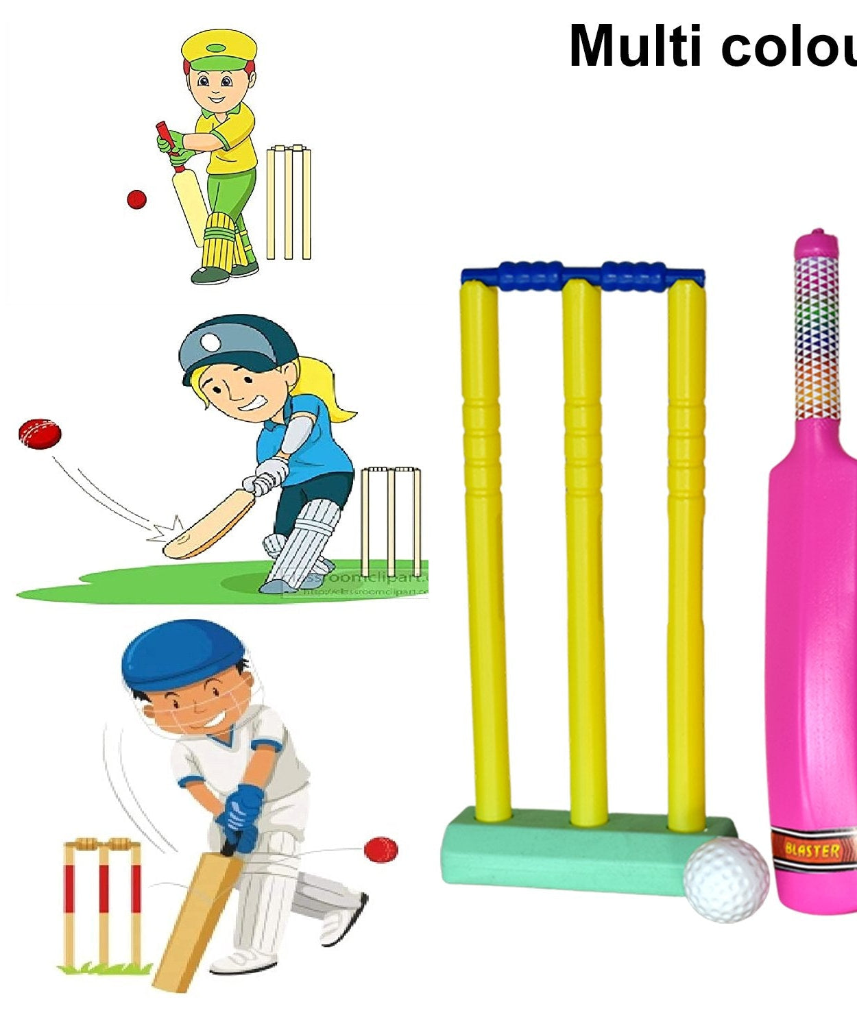 Complete plastic cricket set, ideal for boys and girls