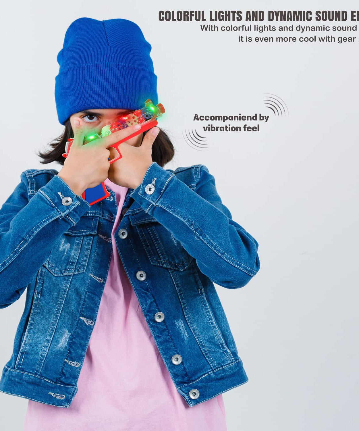 Plastic Gear Simulation Laser Toy Gun – 3D Lights, Music & Rotating Gear (1 Pc, 3+ Years)