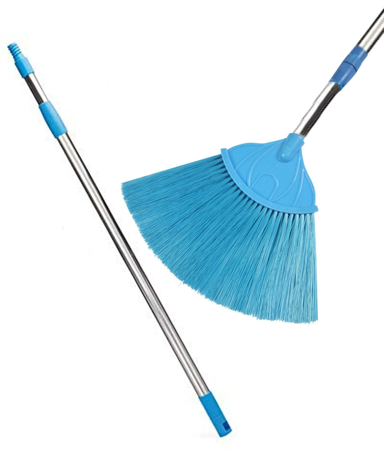 Grey broom with a long handle