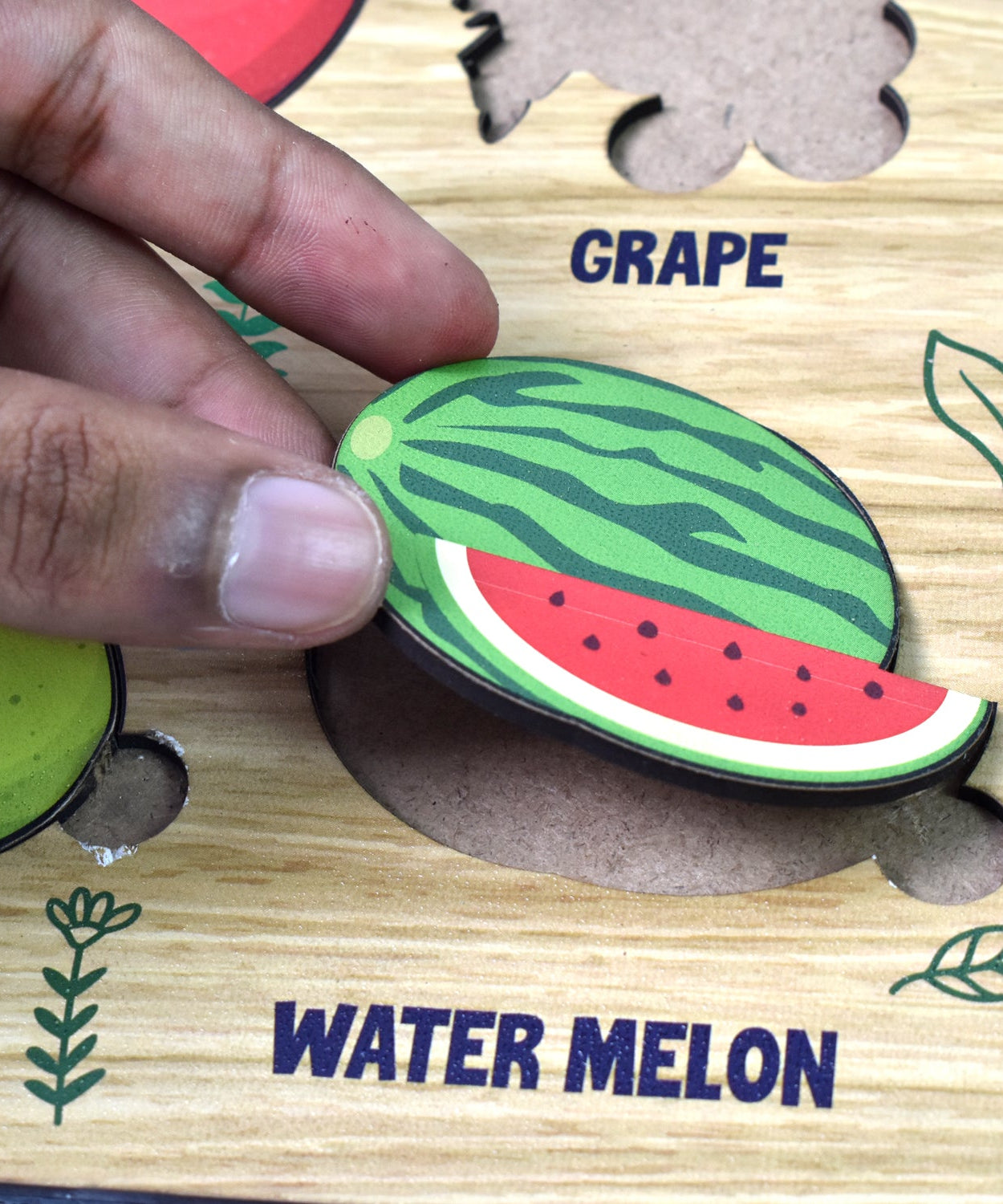 Wooden Fruits Puzzle Learning Educational Board (1 Set / 28×20 Cm)