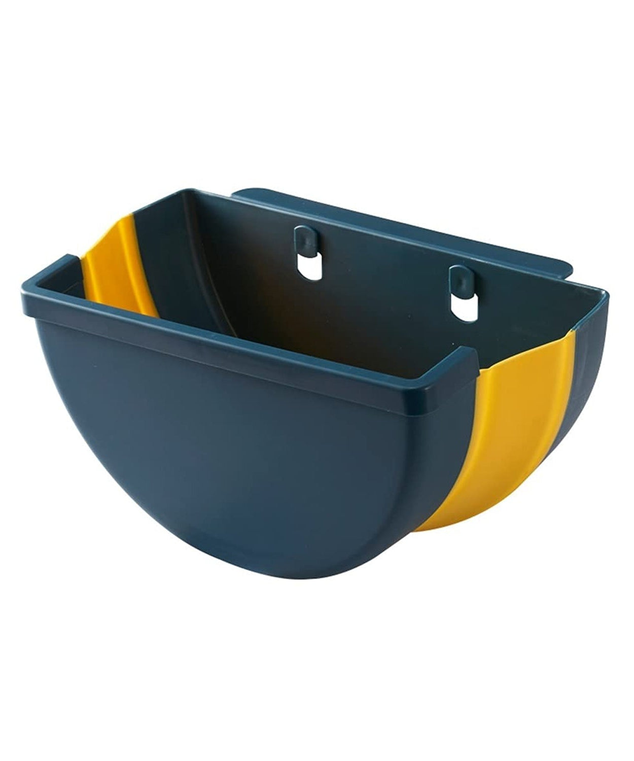Collapsible waste bin for kitchen or bathroom use.