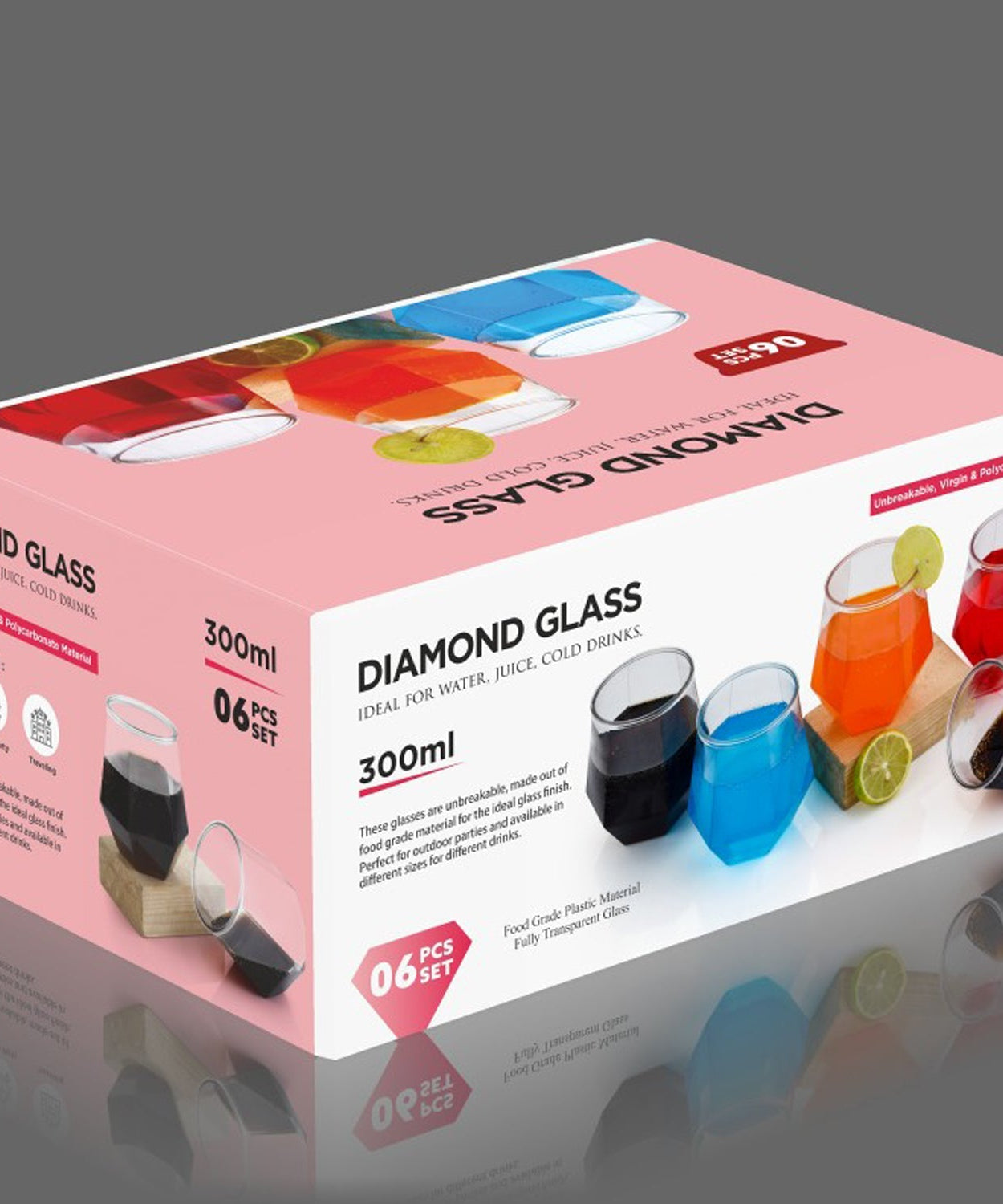 Diamond shaped party glass
