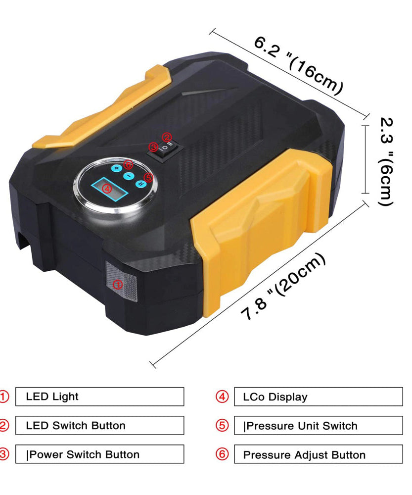 Handy air pump for inflating car and bike tyres.