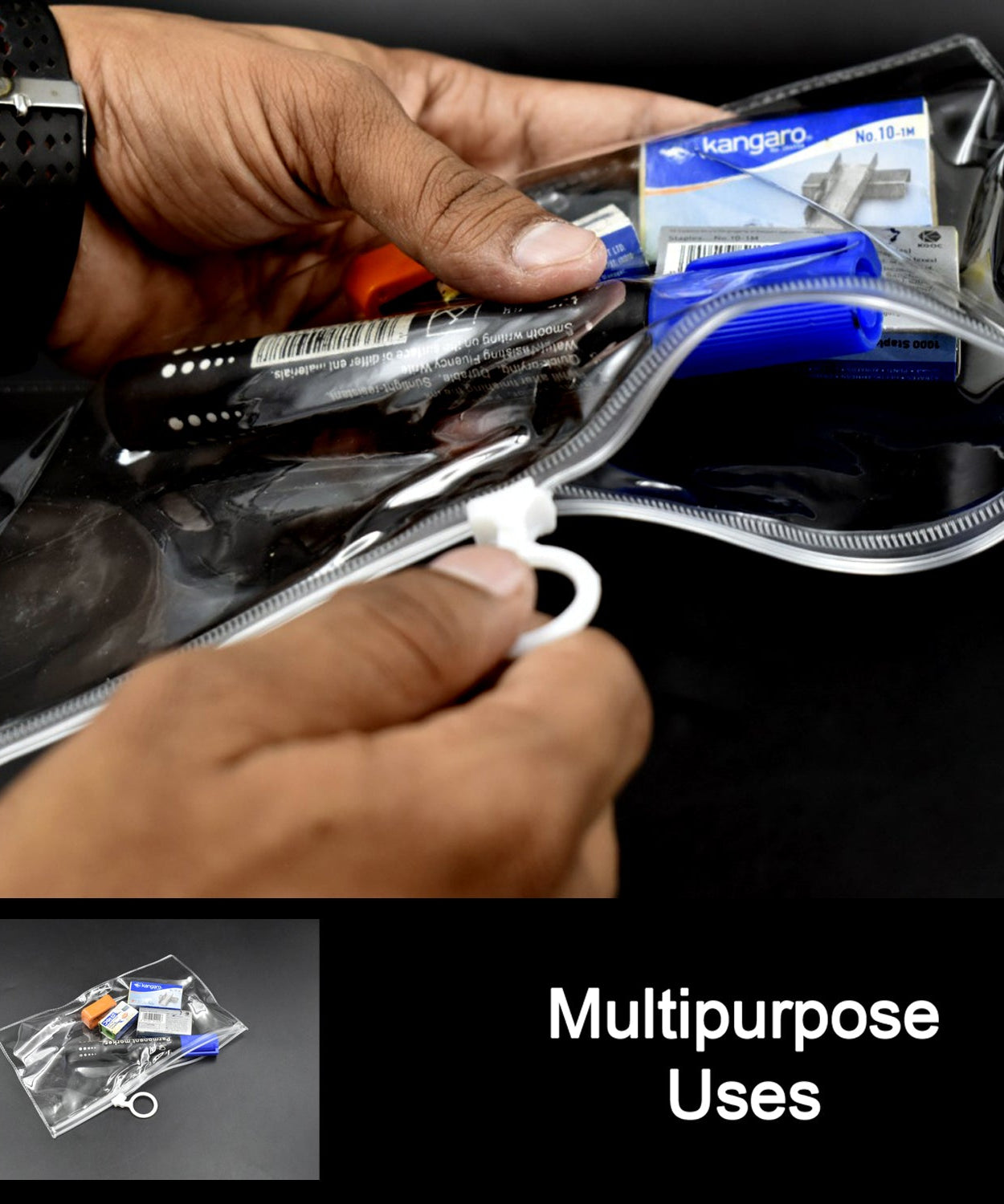 Transparent pouches ideal for student supplies