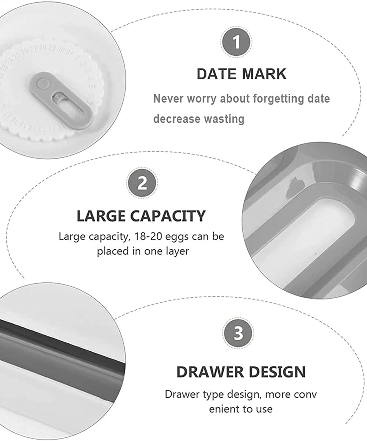 Egg Storage Box Plastic Egg Drawer Fridge Egg Organizer Egg Keeper Refrigerator Egg Drawer Plastic Egg Carton Covered Egg Holder Pantry Egg Bin Household Egg Tray (1 Pc)