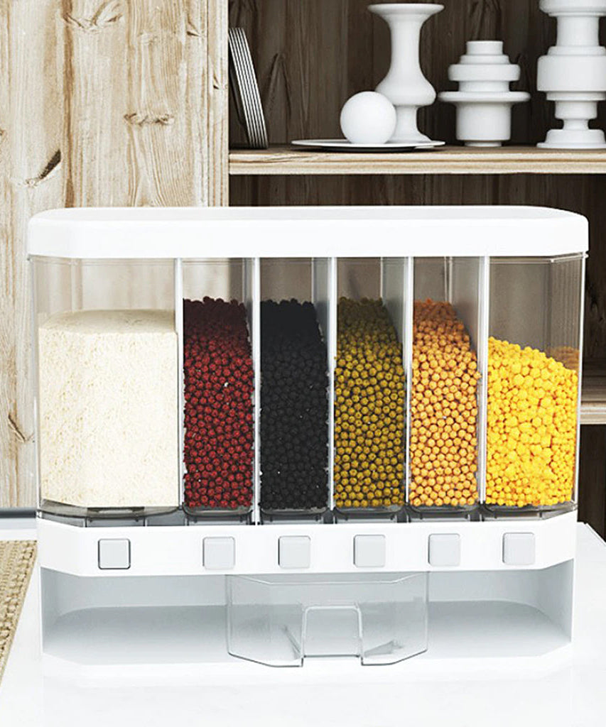 Easy press wall-mounted cereals dispenser for kitchen