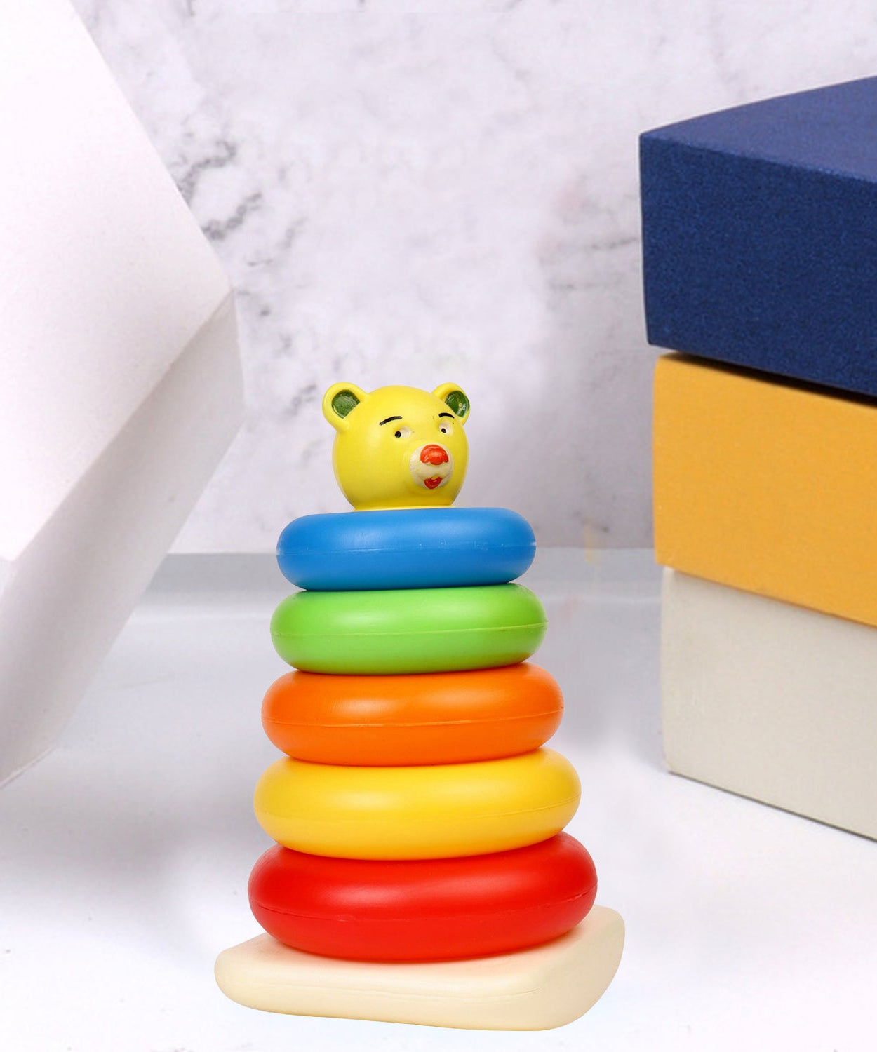 Plastic teddy stacking rings toy for kids.