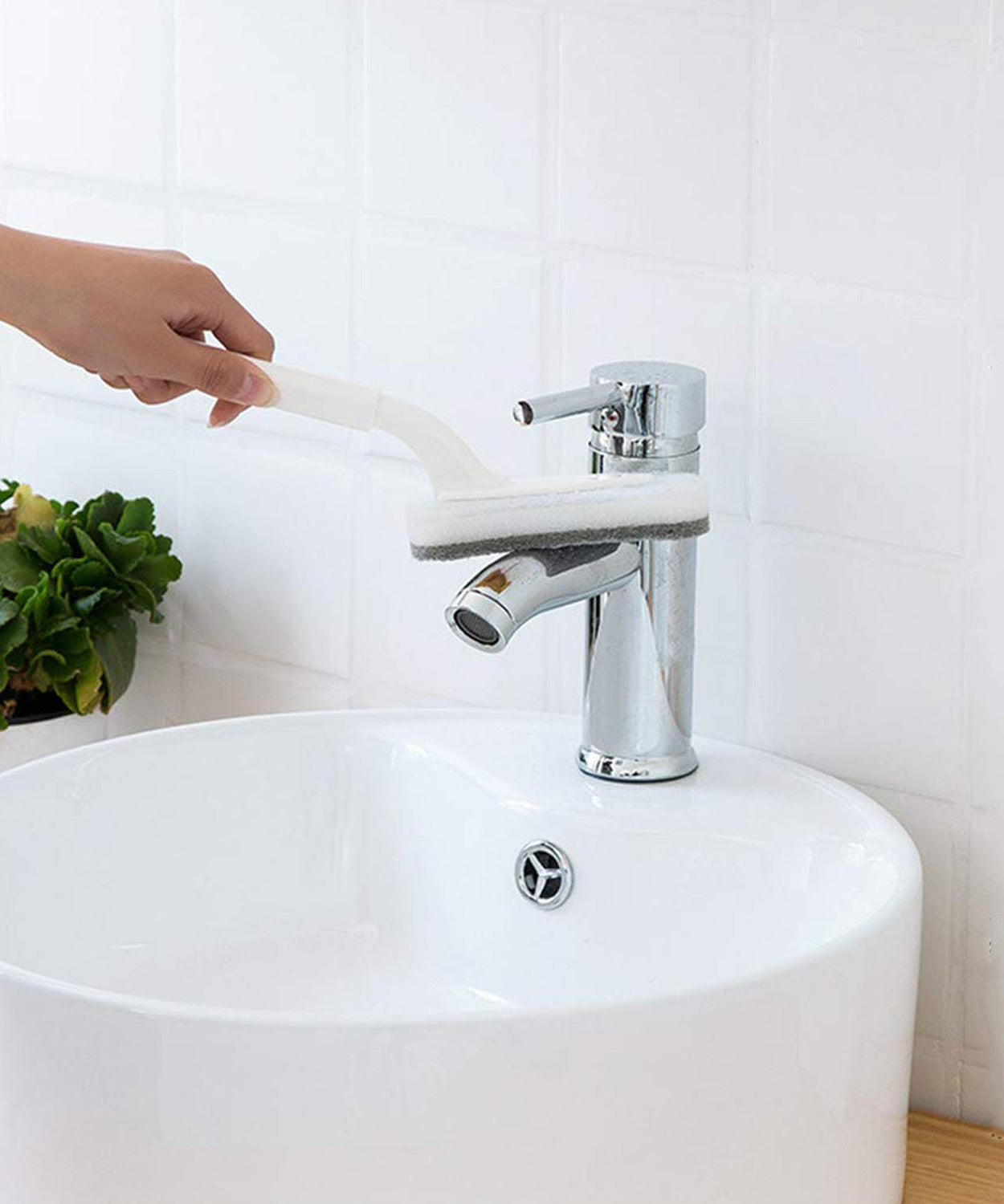 Multi-purpose triangle cleaning brush for kitchen and bathroom