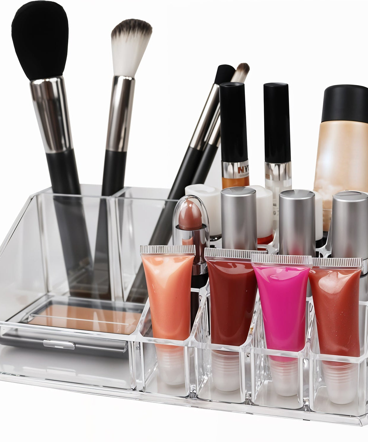 16 Compartment Cosmetic Makeup Jewellery Lipstick Storage Organiser Box, Cosmetic Storage Box Make-up Lipstick Organizer / Lipstick Holder Case  Transparent