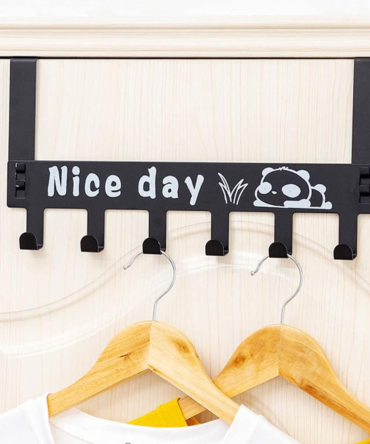 Heavy-Duty Carbon Steel Over Door Hook Rack for Towels & Coats (1 Pc, 6 Hooks)