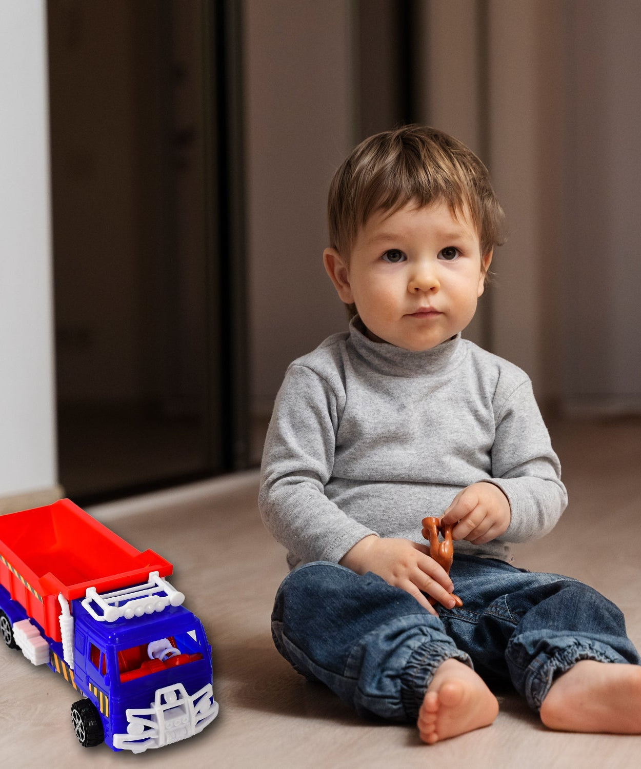 Friction-powered toy truck