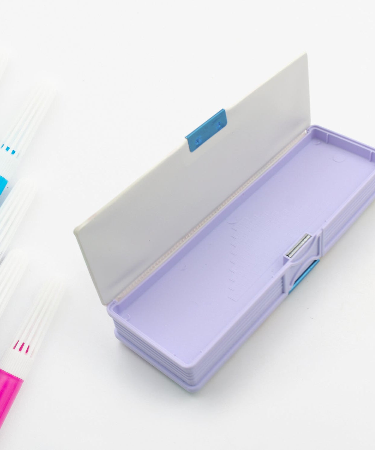 Kids' pencil box with fun cartoon design and two storage sections