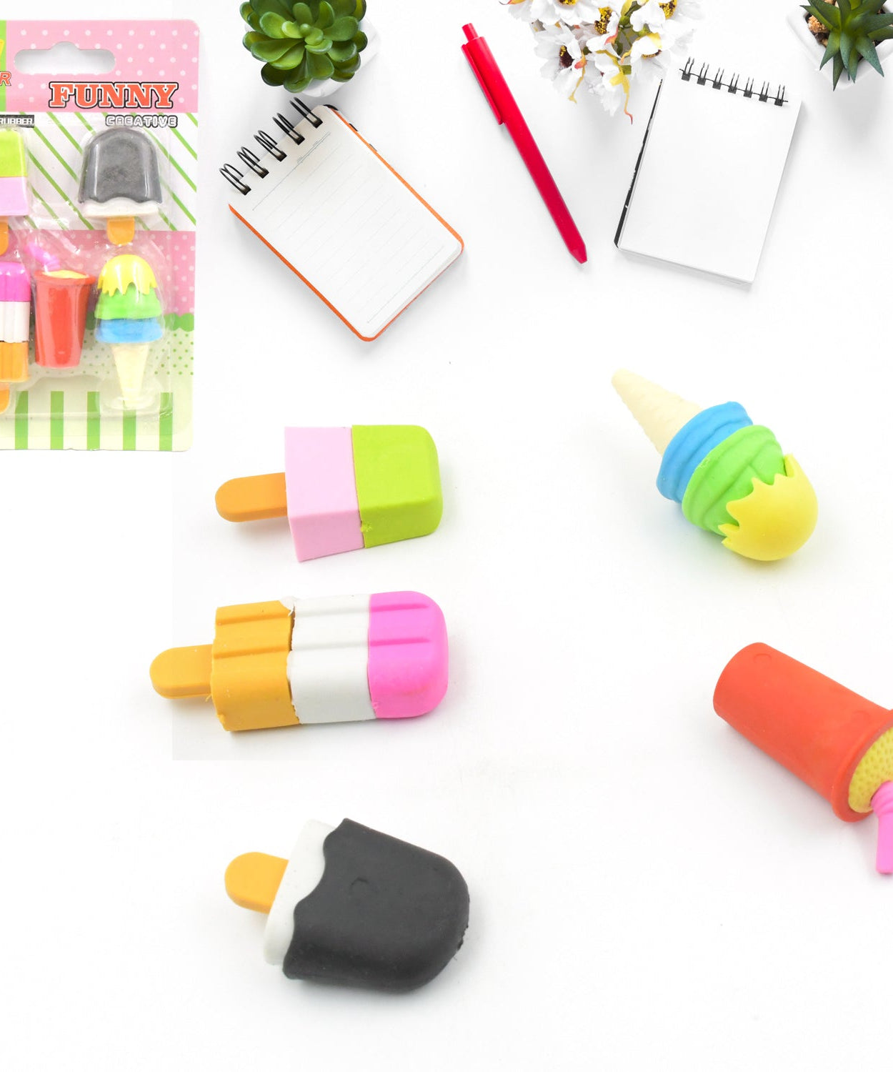 Mini Eraser Set for Kids (5 Pieces) - Fun Designs, Party Favors, School Prizes