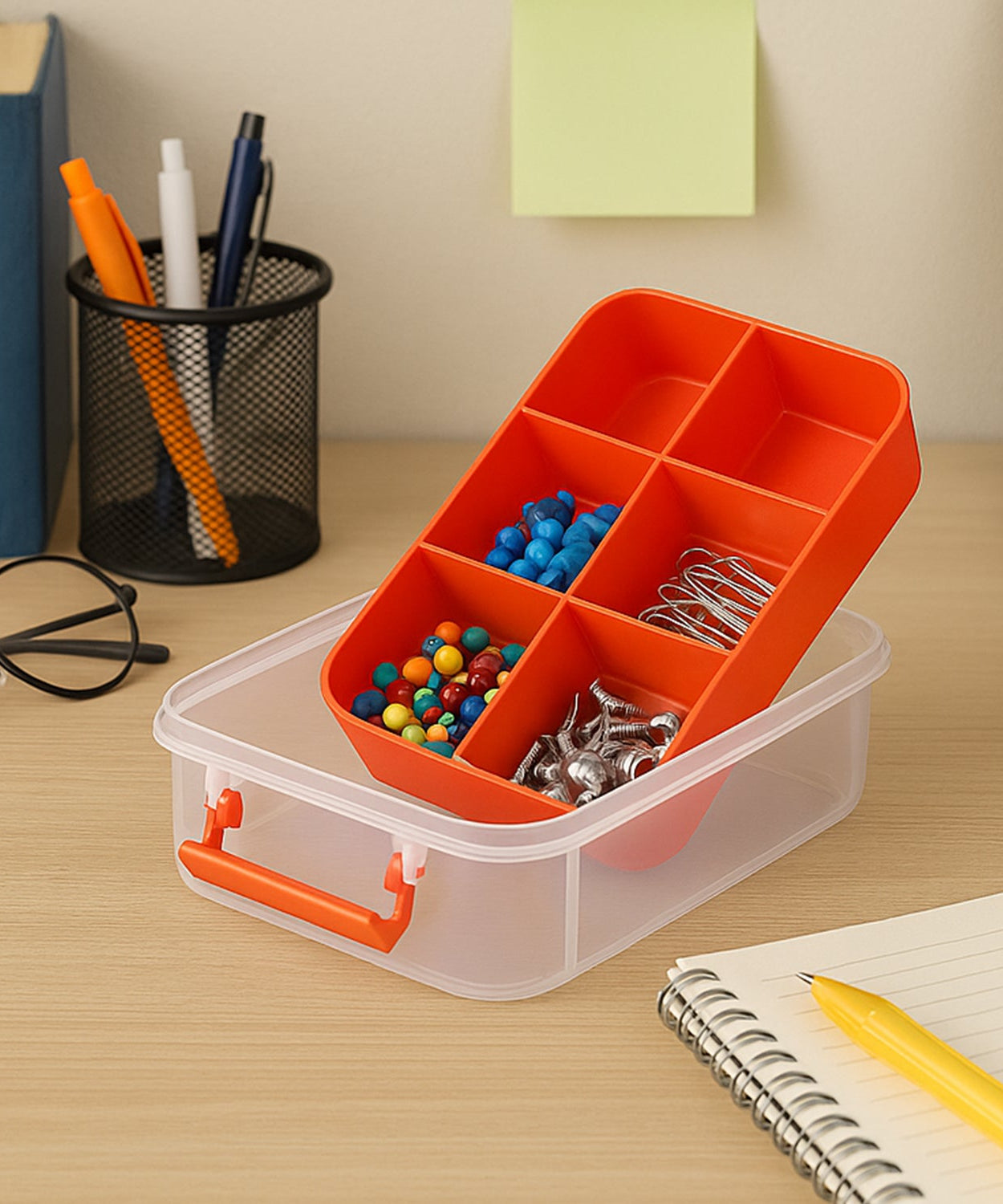 3-Layer Multi-Purpose Transparent Plastic Storage Carry Box with Handle