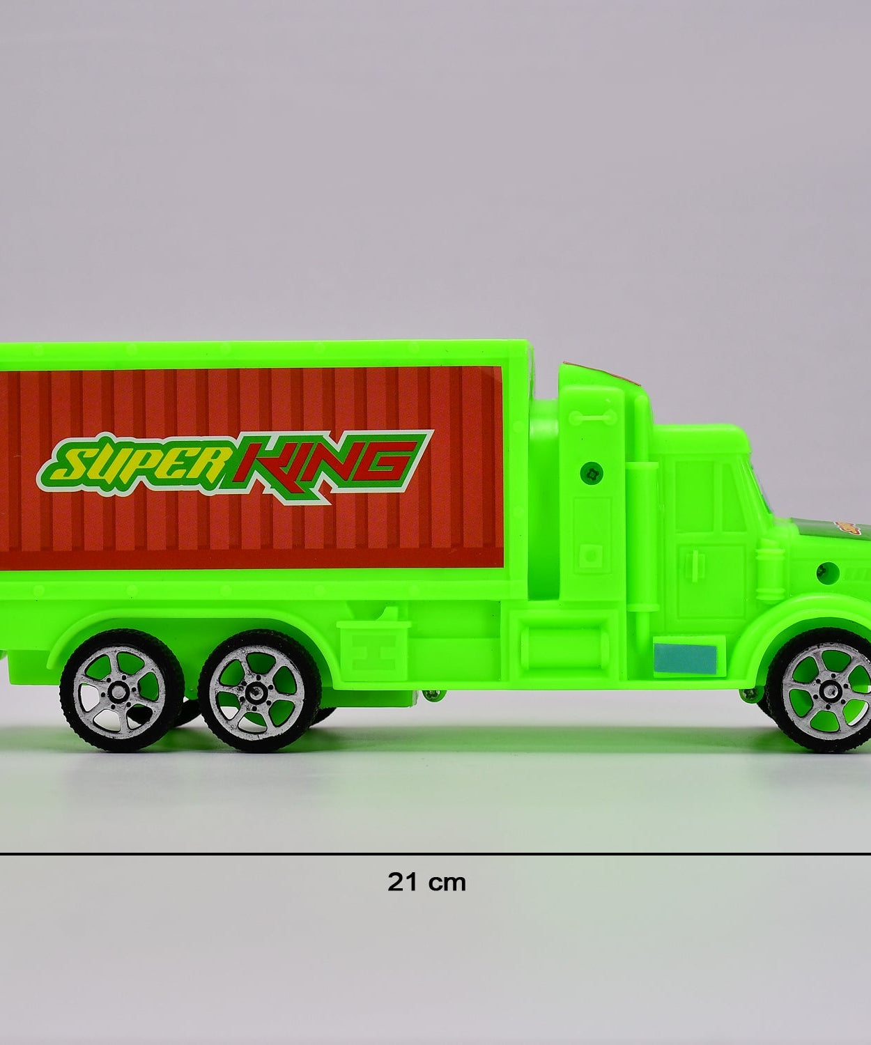 Brightly colored plastic cargo truck toy for children