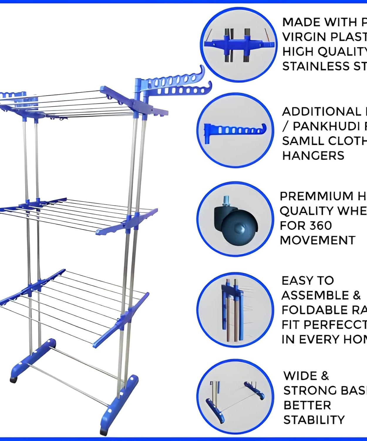 Foldable Stainless Steel Clothes Drying Stand Rack