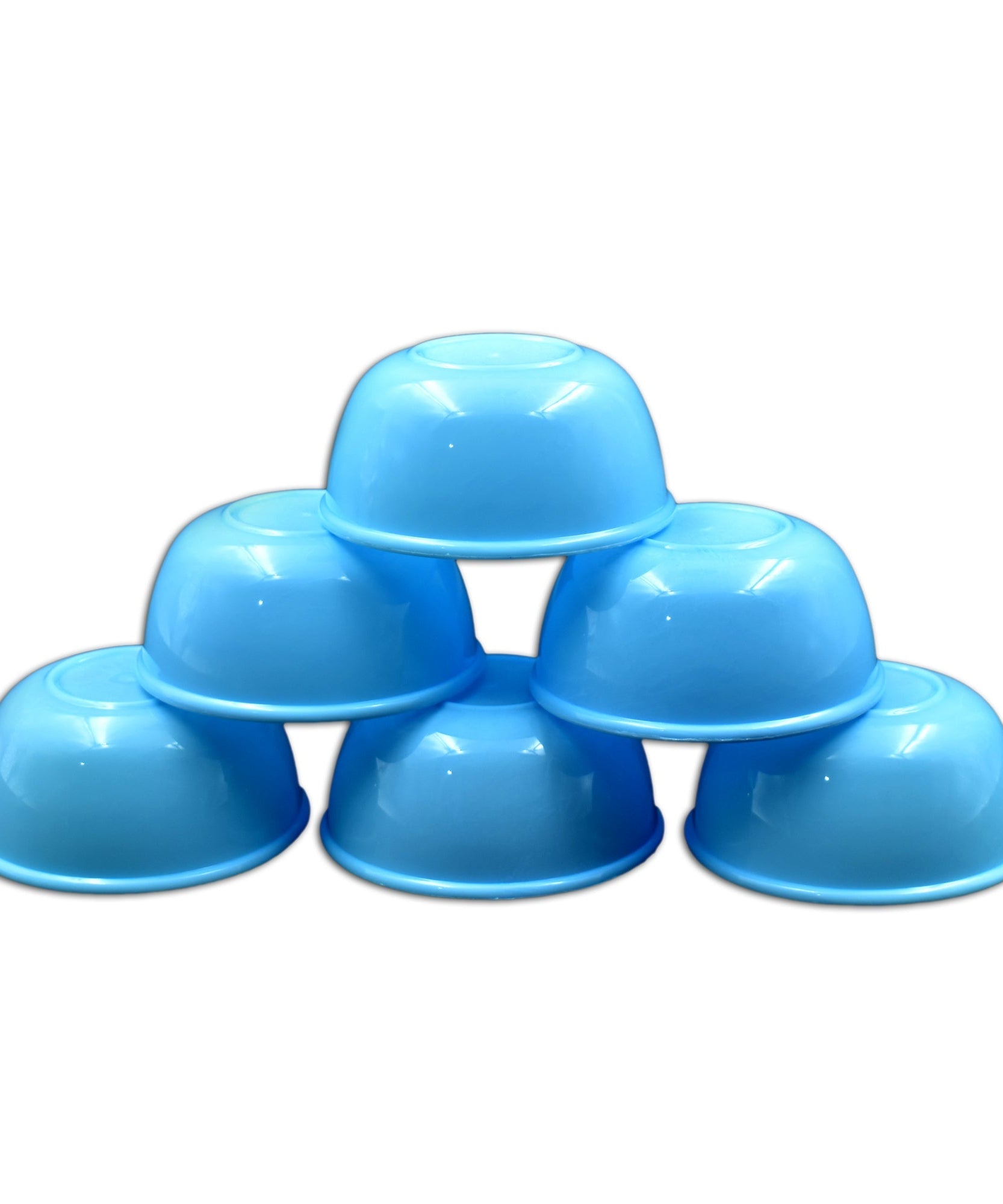 Sturdy plastic bowls, small size, set of 6.
