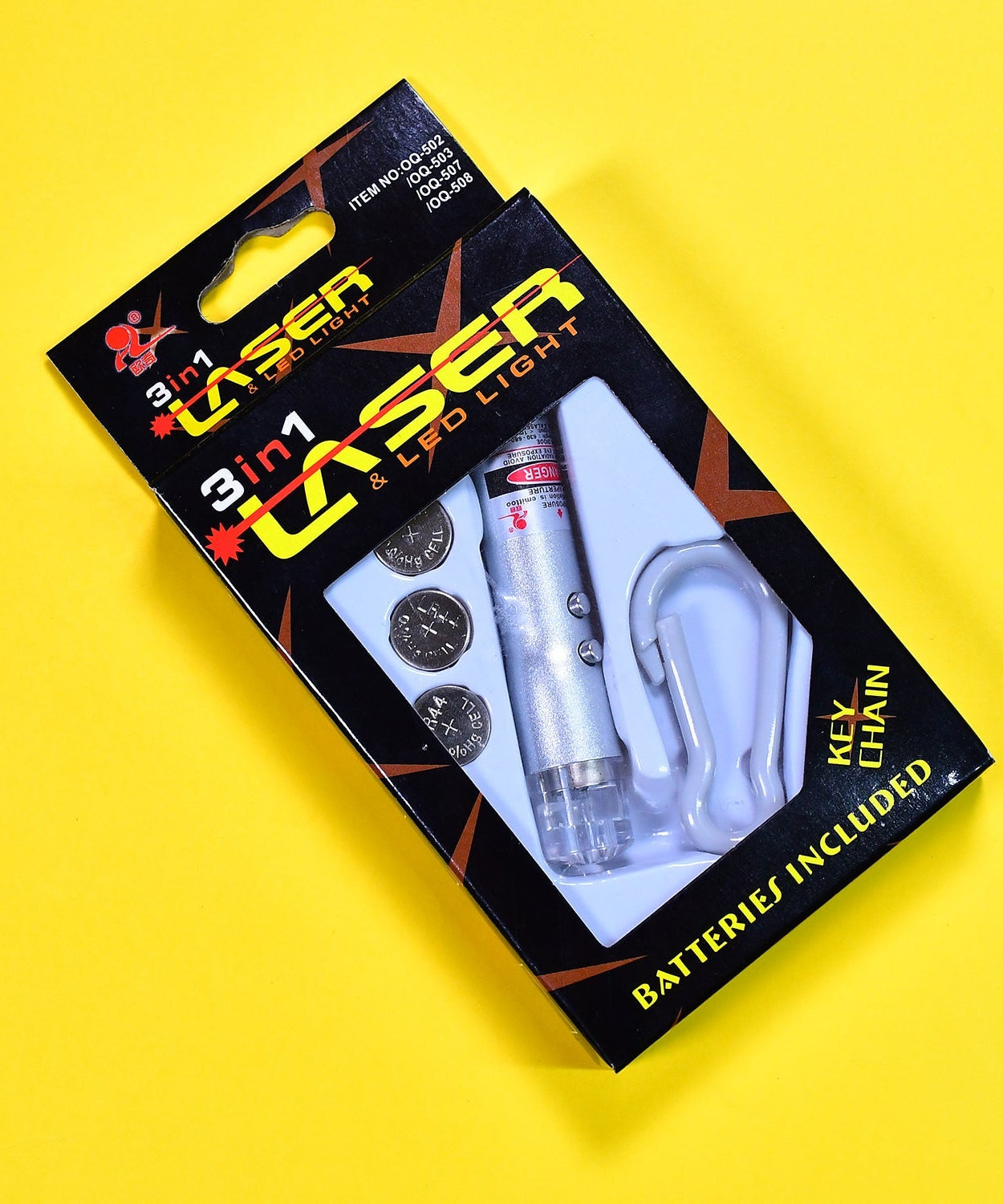 LED flashlight and laser pointer keychain