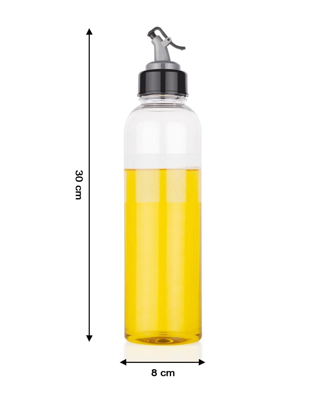1-liter transparent oil dispenser, plastic, for precise pouring.