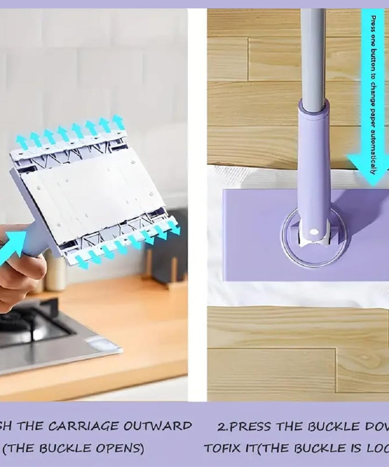 Automatic Cloth Changing Mini Mop with Push Pull Cloth Changing Handle (1 Pc)