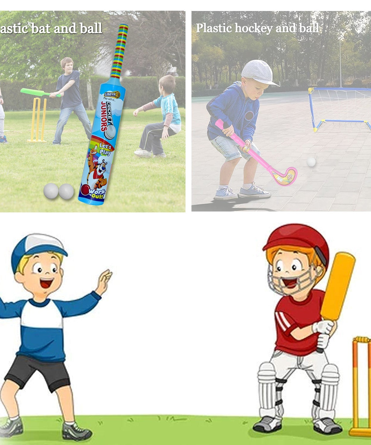 Cricket bat ball hockey stic combo for kids