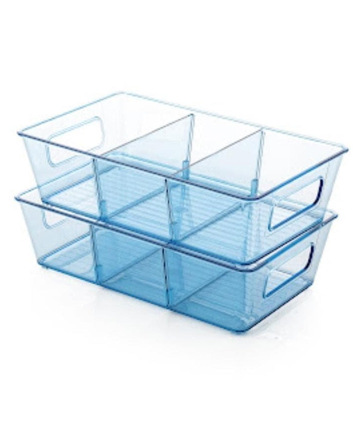Plastic Refrigerator Organizer Bins, Set Of 2 Stackable Fridge Organizers with Handle, Clear Organizing Food Fruit Vegetables Pantry Storage Bins for Freezer kitchen Cabinet Organization and Storage (2 Pcs Set Mix Color)