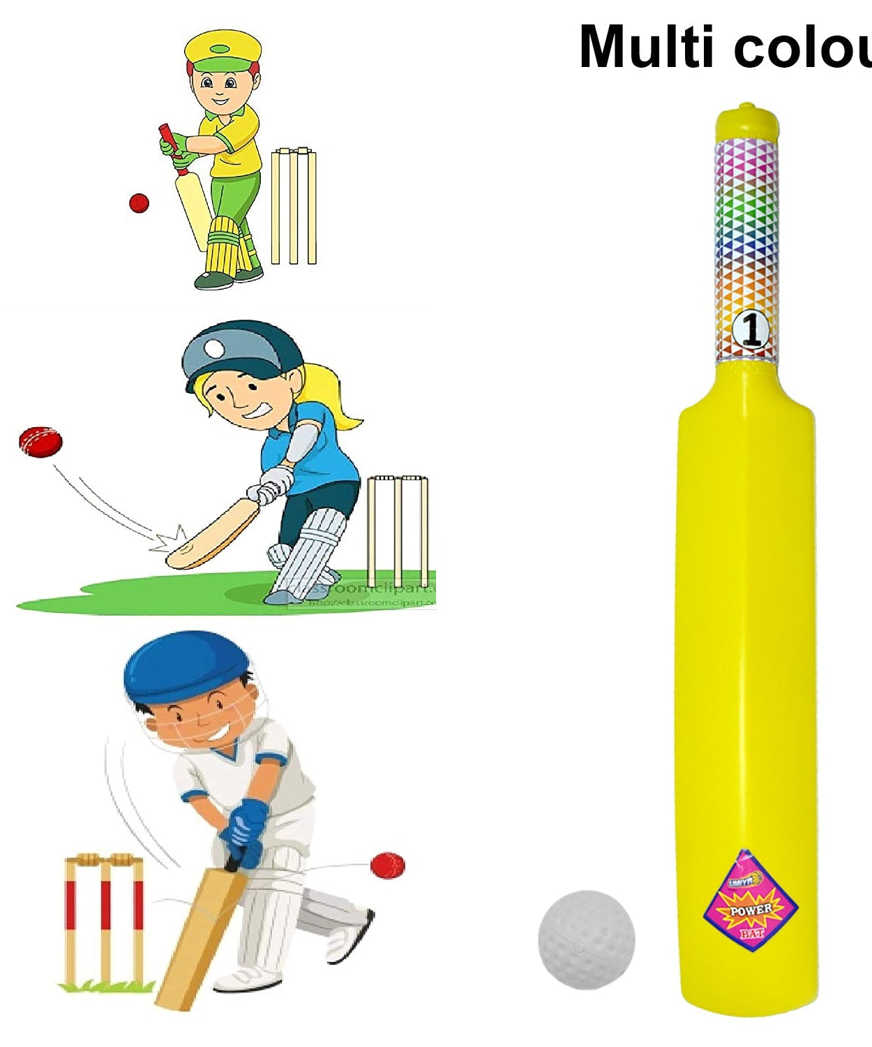 Cricket bat and ball set with colorful design for children