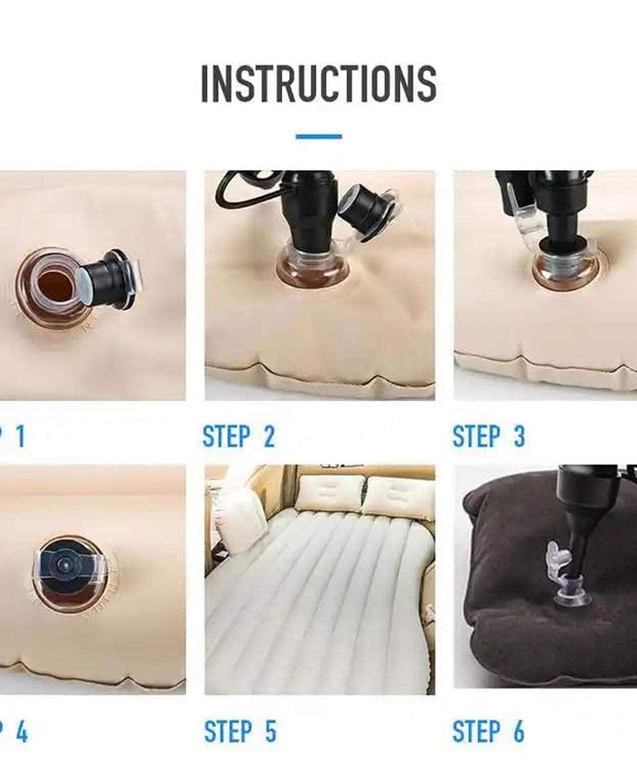 Portable Car Backseat Inflatable Air Mattress Bed (1 Pc)