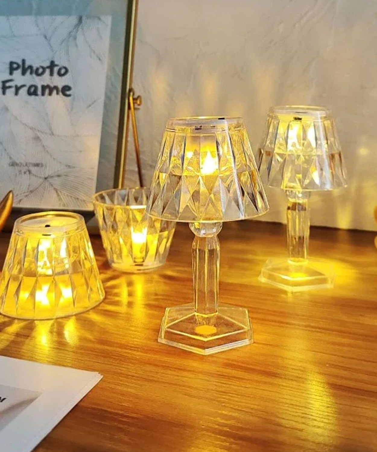2-in-1 crystal lamp with elegant design.