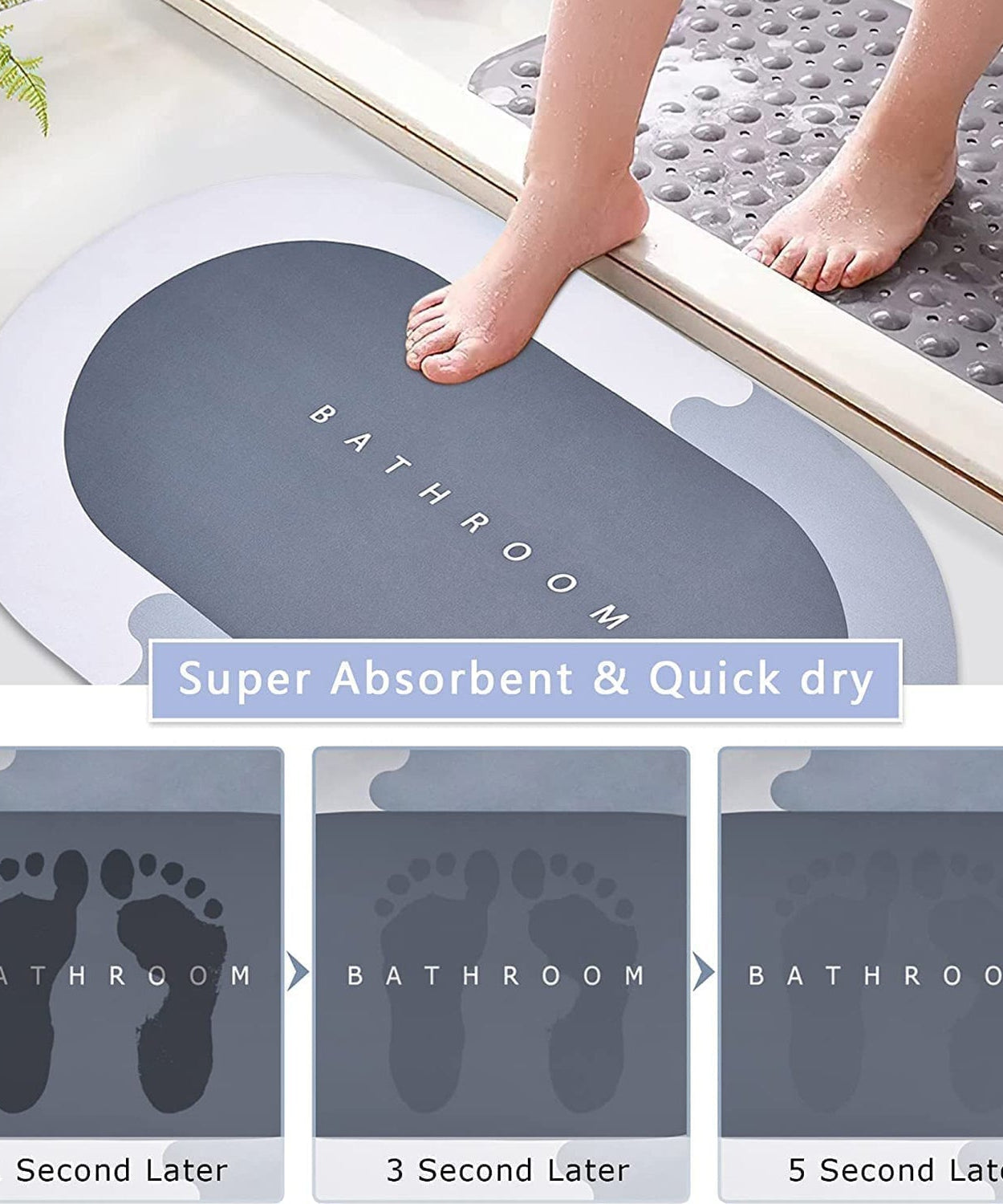 Soft floor mat for quick drying and comfort