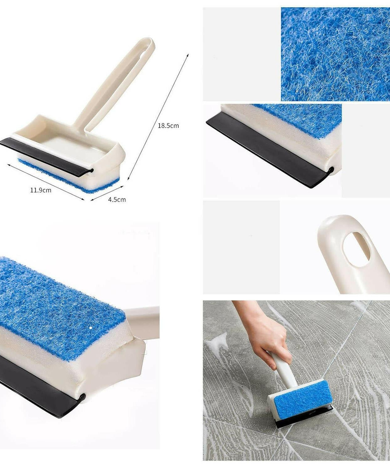 Multifunctional cleaning brush for grout and tiles