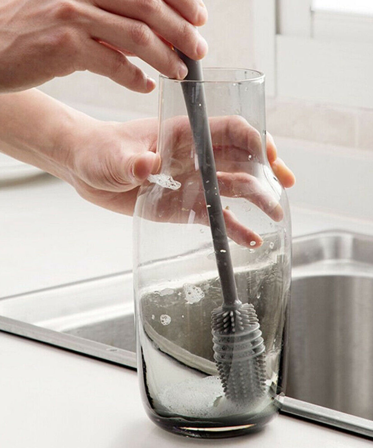 Multi-purpose bottle brush for kitchen use