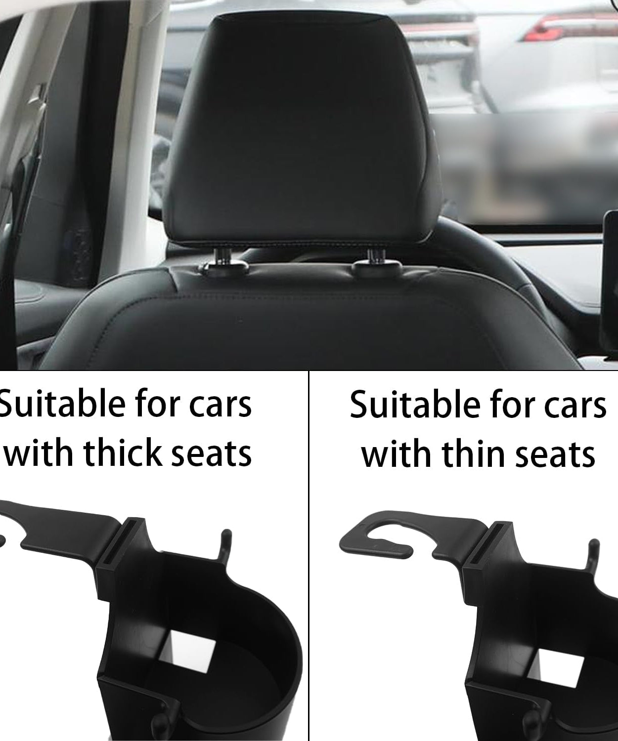 Car Headrest Backseat Organizer, 3 in 1 Automotive Cell Phone Drink cupholder Adapter with Headrest Hooks for Kids and Adults, Multifunctional Storage for Car Travel Accessories