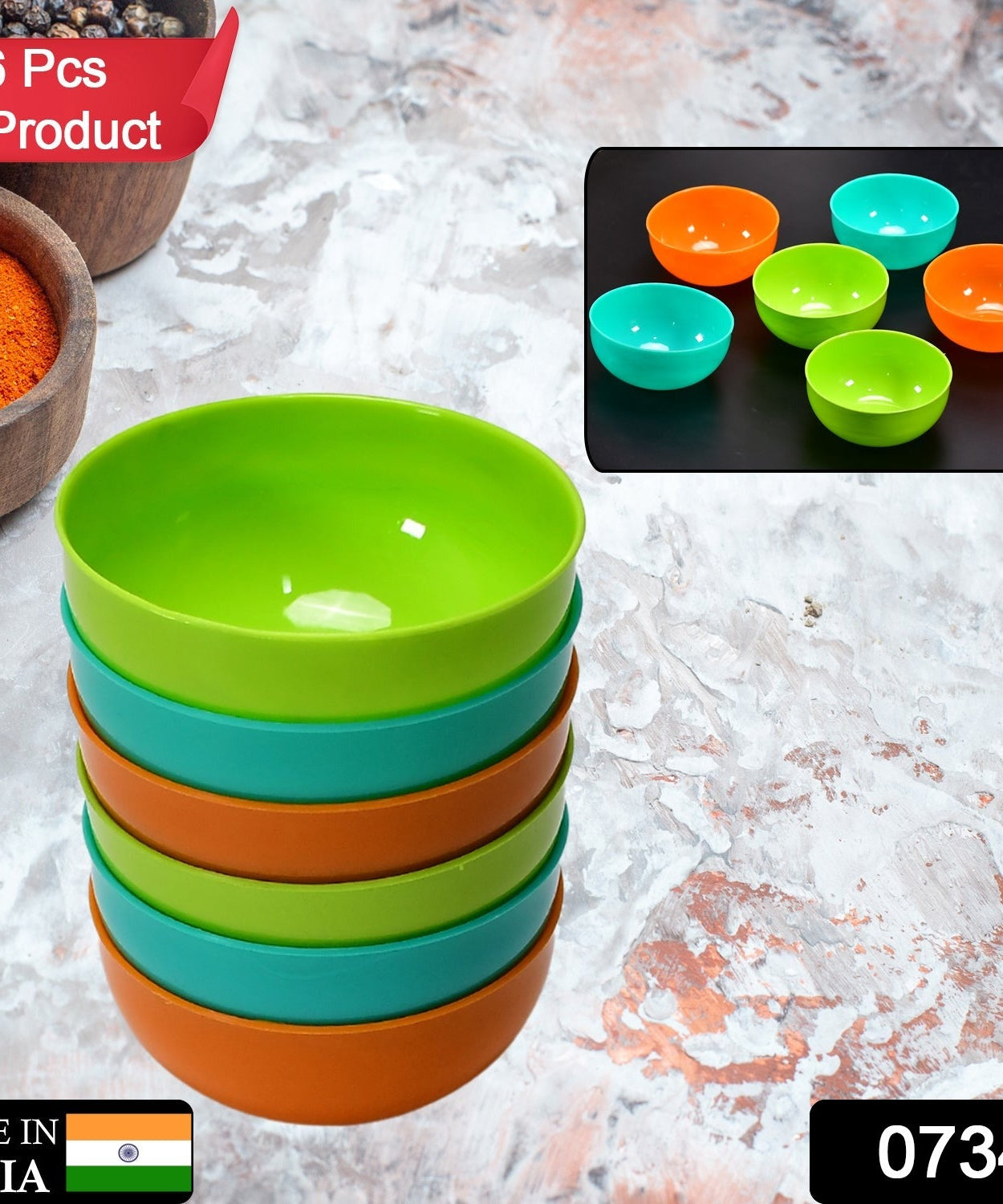 Six white soup bowls