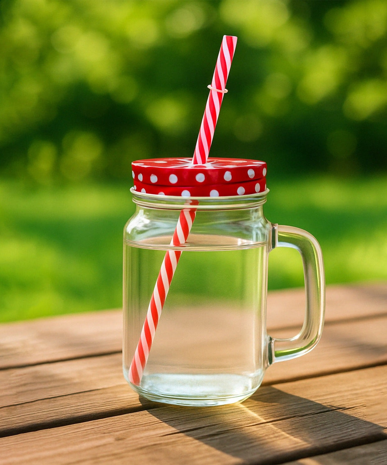 Drinking Cup / Glass / Mug Mason Jar with Handle & Straw