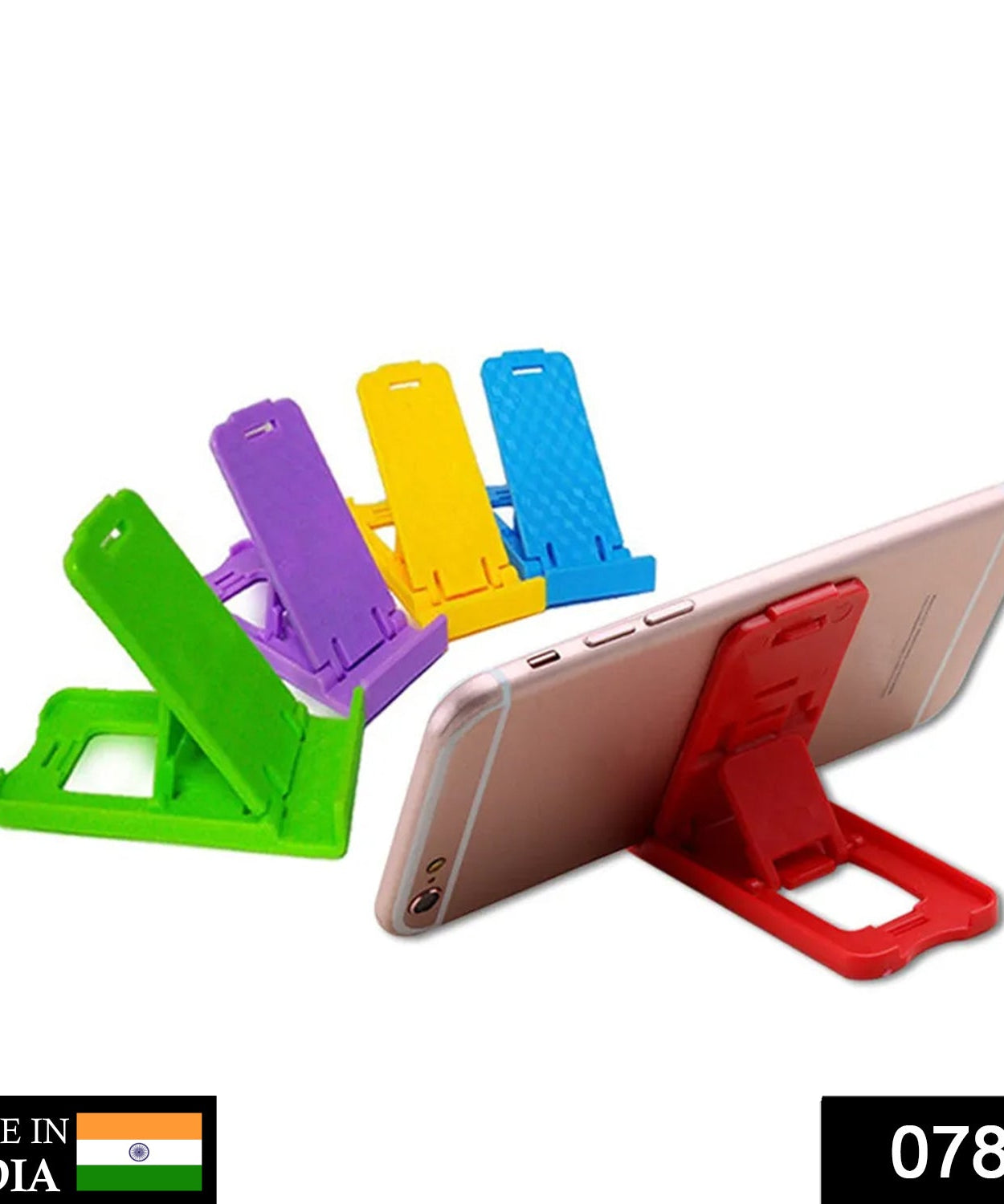 Foldable mobile stand for easy portability and phone support.