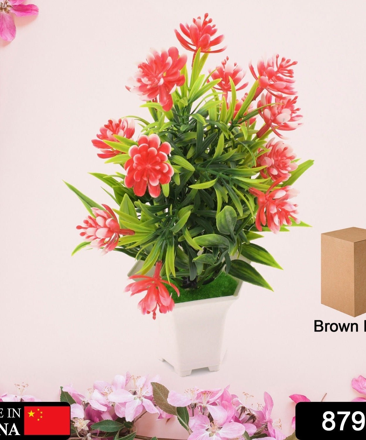 Wild Artificial Flower Plant for Home & Office Decor (1 Pc, Cute Pot)