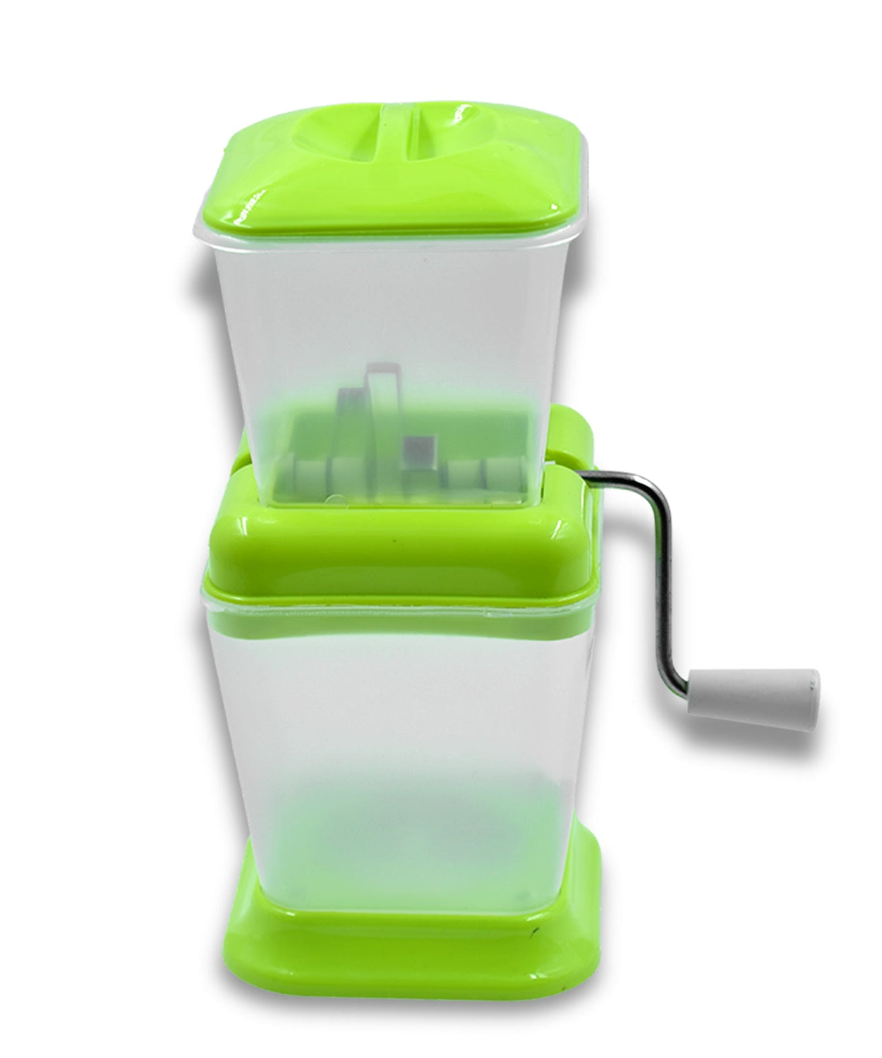 Small chopper for vegetables with rotating blades for quick cutting.