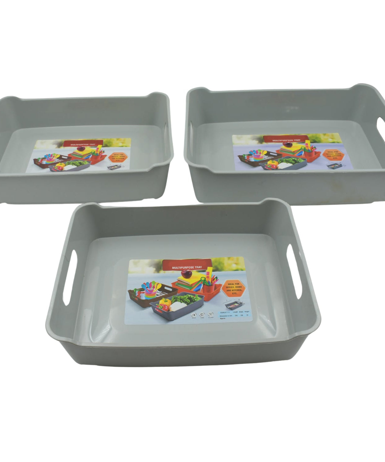 Multipurpose Organising & Storage Plastic Tray,  Fruit & Vegetable/ Multi Purpose Tray, Organizer for Kitchen, Countertop, Cabinet, Bathroom Plastic Storage Basket For Store Fruits, Vegetables, Magazines, Cosmetics, Stationary Set of 3