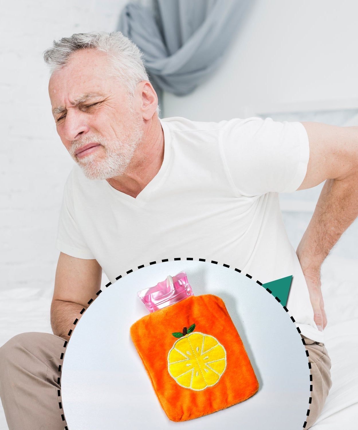 Small hot water bag in orange for soothing pain relief