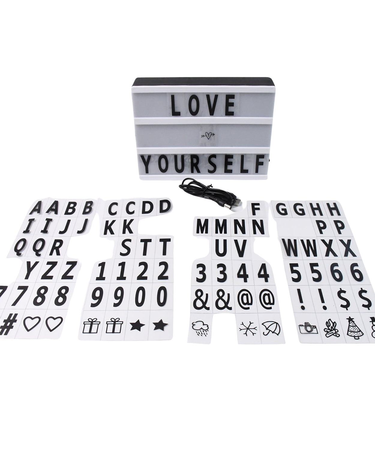 Black Mini A6 Magnetic Cinematic Light Box with 82 Characters and 10 Emojis  (1 Set)