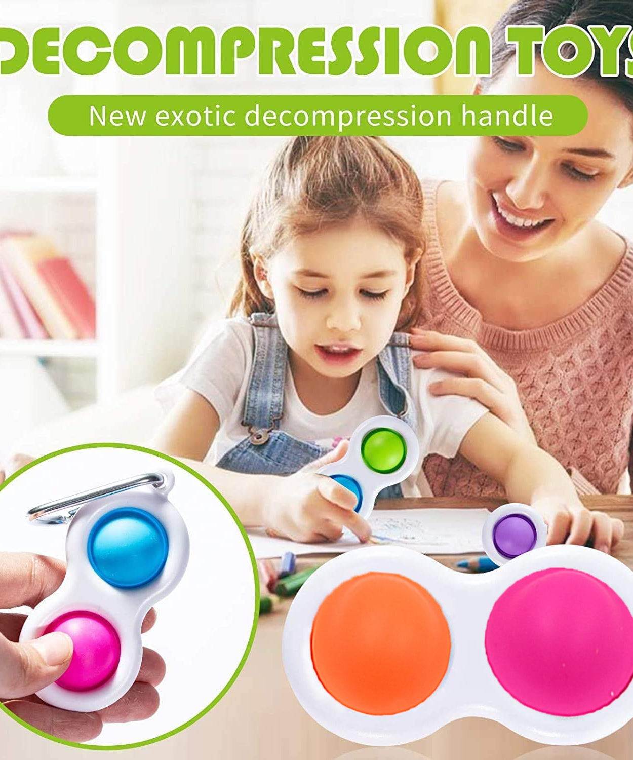 Keychain fidget toy with dimples for stress relief